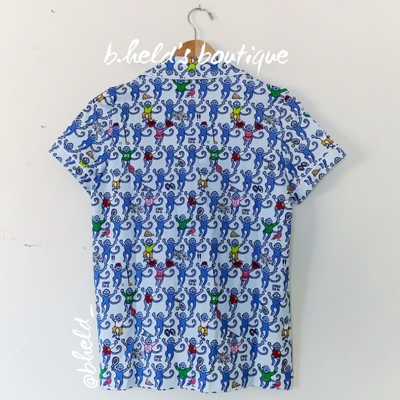 Roller Rabbit Greenwich Monkey Polo Pajamas in Blue Monkey Size XS Brand New NWT - Picture 8 of 16